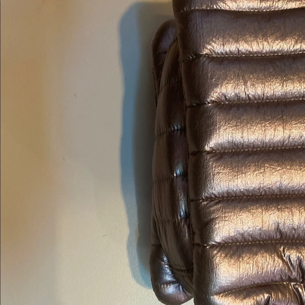 THINK ROYLN Silver Satchel with Chain Strap and Pleated Design